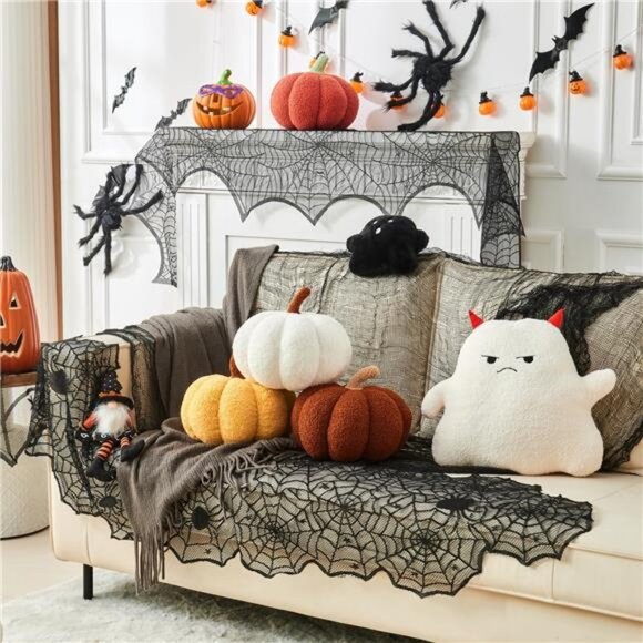 Pumpkin Pillow, 2 Pcs Halloween Pumpkin Throw Pillow 11.8 x 6 Inch - Picture 3 of 7